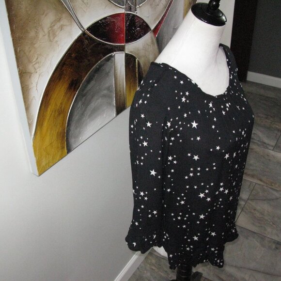 GAP Black/White Star Pull Over 3/4 Sleeve Blouse Size Medium - Picture 5 of 5